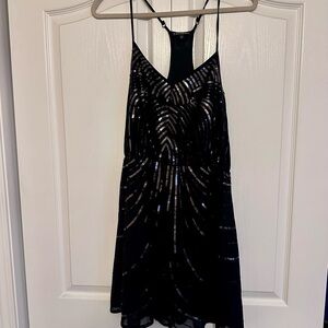 Express Black and Silver Sequin Mini Dress